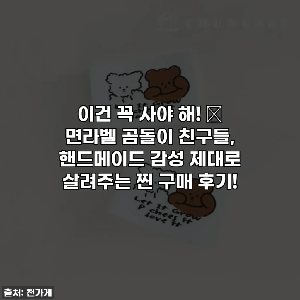 이건 꼭 사야 해! 🐻 면라벨 곰돌이 친구들, 핸드메이드 감성 제대로 살려주는 찐 구매 후기!