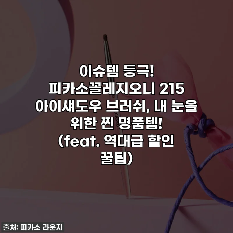 이슈템 등극! 피카소꼴레지오니 215 아이섀도우 브러쉬, 내 눈을 위한 찐 명품템! (feat. 역대급 할인 꿀팁)