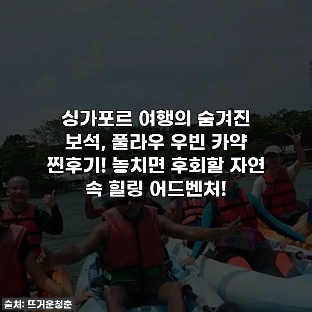 싱가포르 여행의 숨겨진 보석, 풀라우 우빈 카약 찐후기! 놓치면 후회할 자연 속 힐링 어드벤처!
