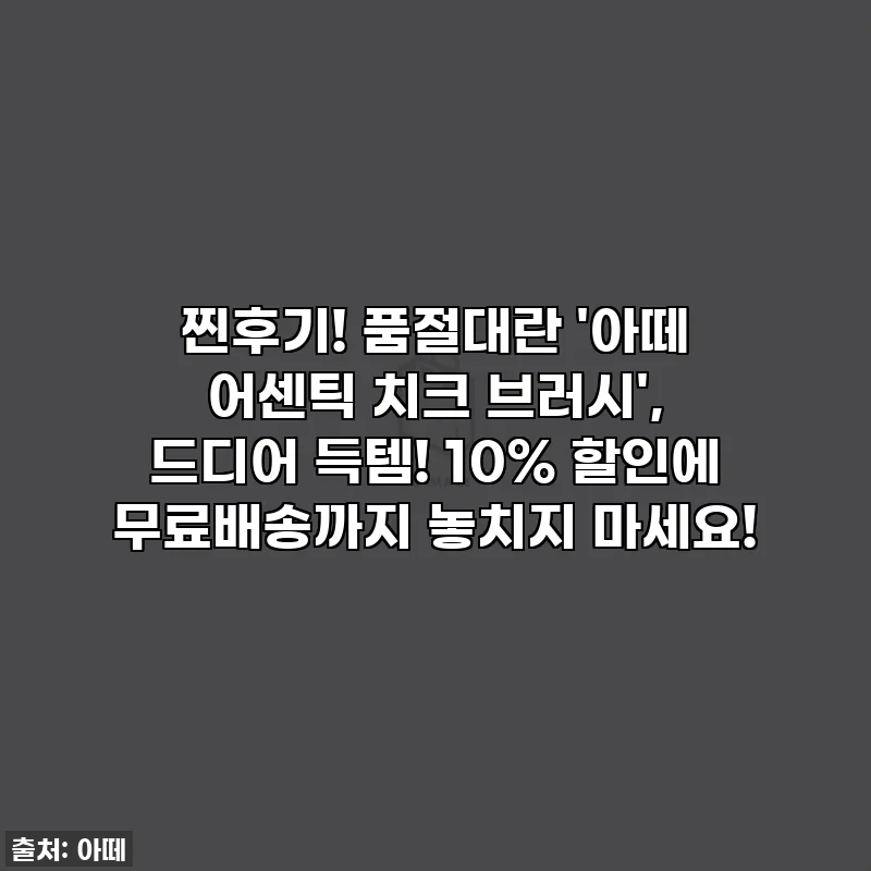 찐후기! 품절대란 '아떼 어센틱 치크 브러시', 드디어 득템! 10% 할인에 무료배송까지 놓치지 마세요!