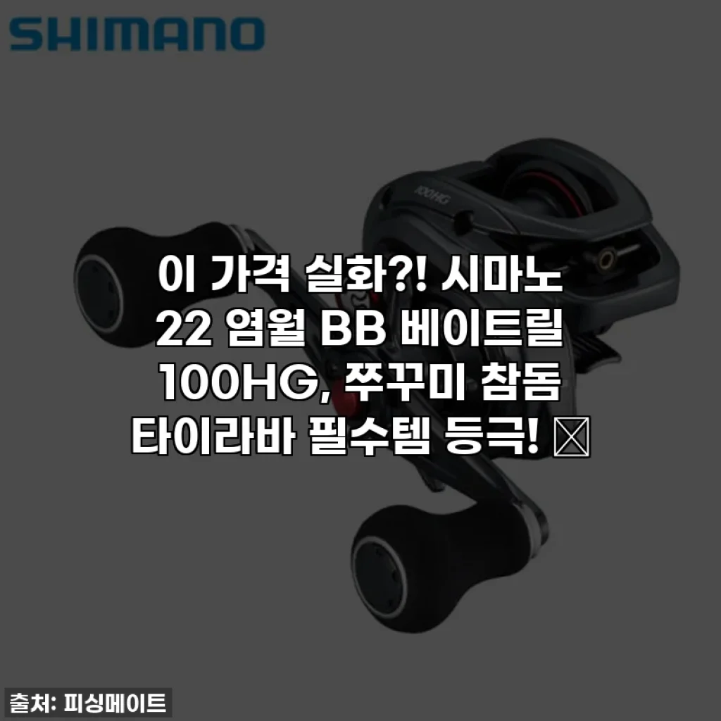 이 가격 실화?! 시마노 22 염월 BB 베이트릴 100HG, 쭈꾸미 참돔 타이라바 필수템 등극! 🎣