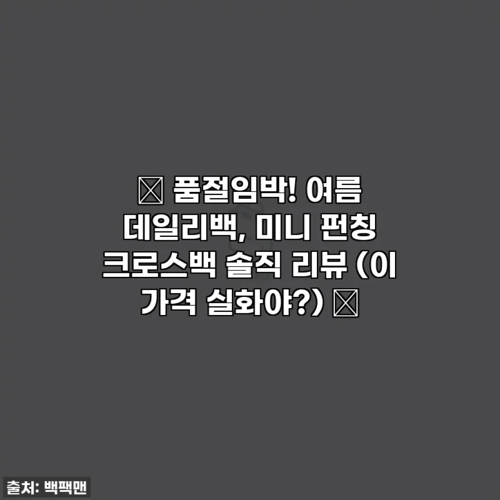 🔥 품절임박! 여름 데일리백, 미니 펀칭 크로스백 솔직 리뷰 (이 가격 실화야?) 🔥