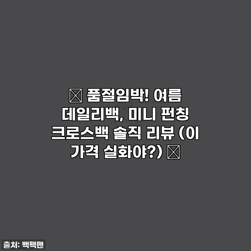 🔥 품절임박! 여름 데일리백, 미니 펀칭 크로스백 솔직 리뷰 (이 가격 실화야?) 🔥