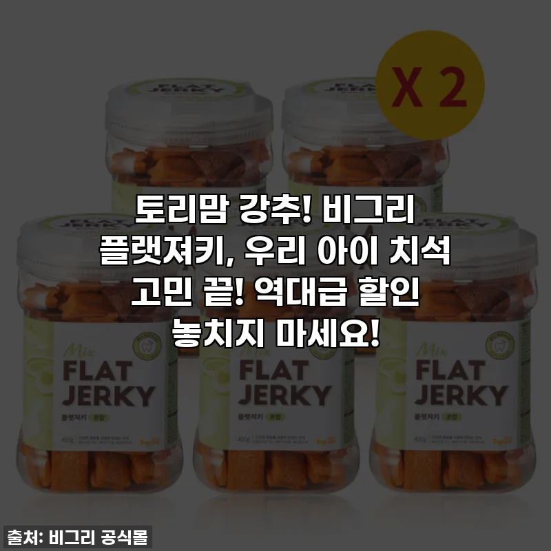 토리맘 강추! 비그리 플랫져키, 우리 아이 치석 고민 끝! 역대급 할인 놓치지 마세요!