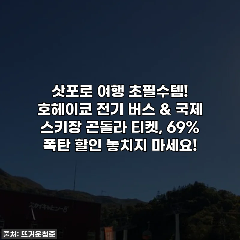 삿포로 여행 초필수템! 호헤이쿄 전기 버스 & 국제 스키장 곤돌라 티켓, 69% 폭탄 할인 놓치지 마세요!
