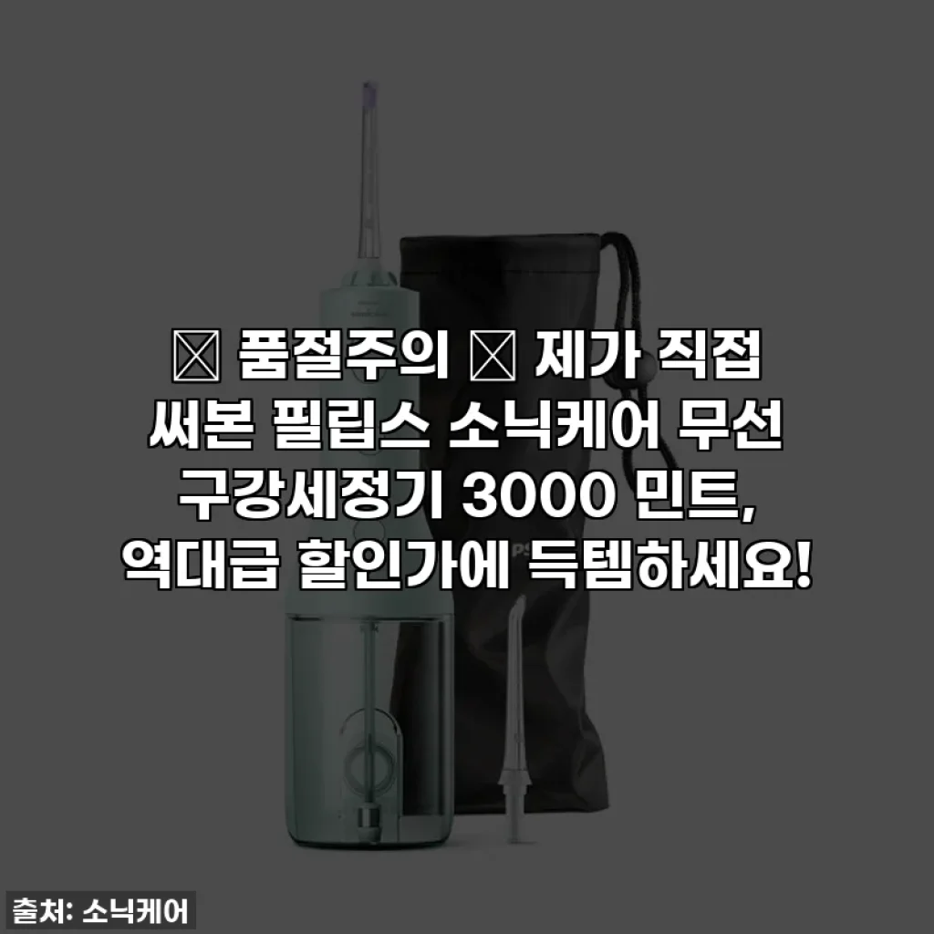 🚨 품절주의 🚨 제가 직접 써본 필립스 소닉케어 무선 구강세정기 3000 민트, 역대급 할인가에 득템하세요!