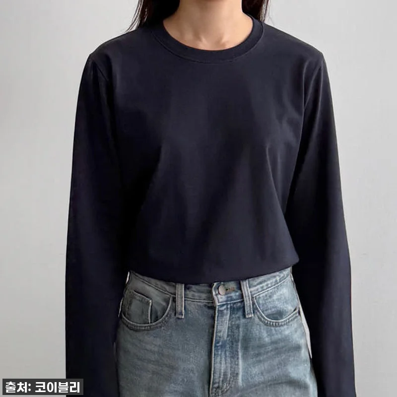 루즈핏 코튼 스판 무지 기본 여성 가 관련 이미지 1