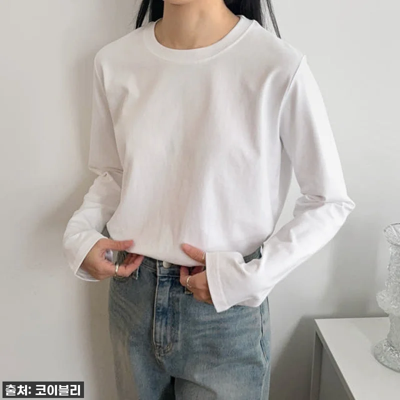 루즈핏 코튼 스판 무지 기본 여성 가 관련 이미지 4