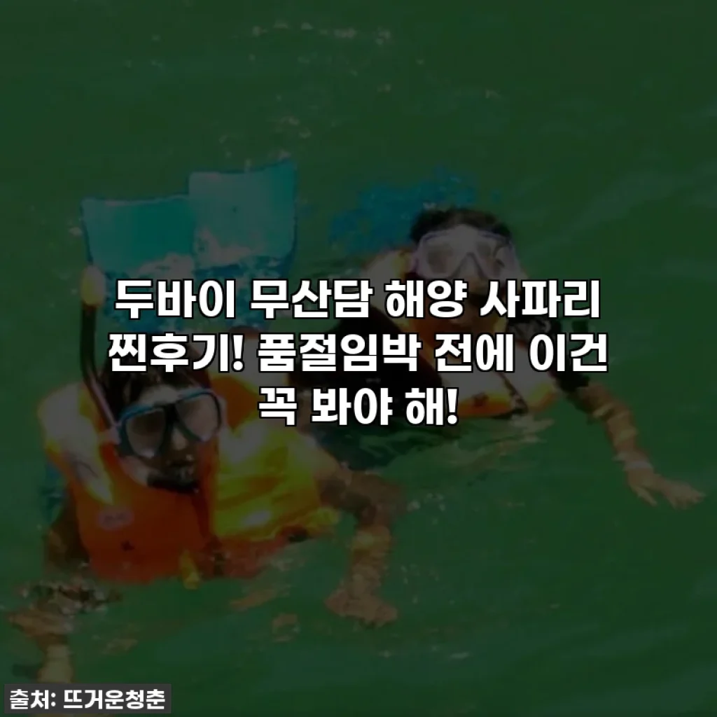두바이 무산담 해양 사파리 찐후기! 품절임박 전에 이건 꼭 봐야 해!