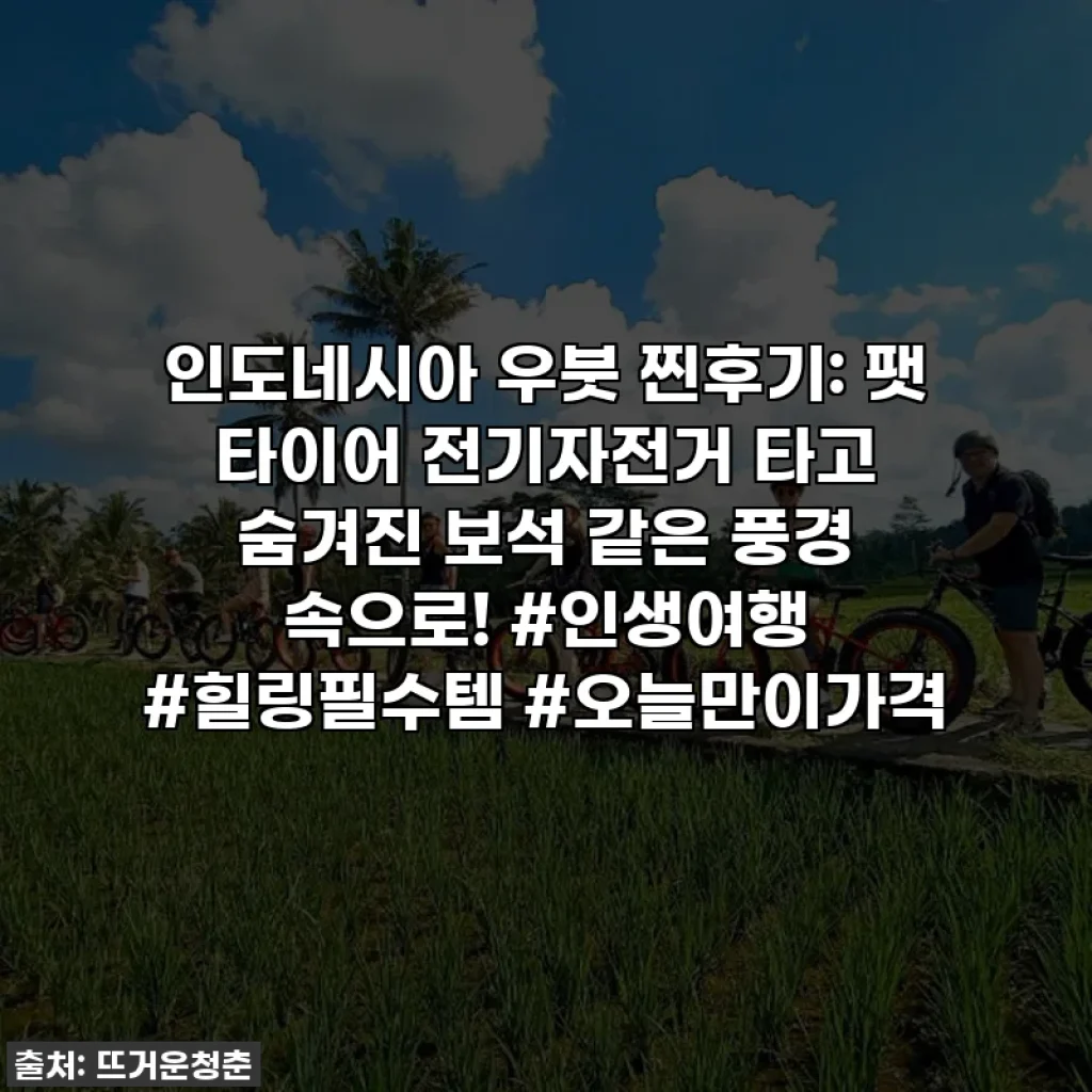 인도네시아 우붓 찐후기: 팻 타이어 전기자전거 타고 숨겨진 보석 같은 풍경 속으로! #인생여행 #힐링필수템 #오늘만이가격