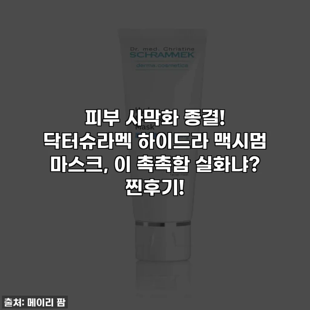 피부 사막화 종결! 닥터슈라멕 하이드라 맥시멈 마스크, 이 촉촉함 실화냐? 찐후기!