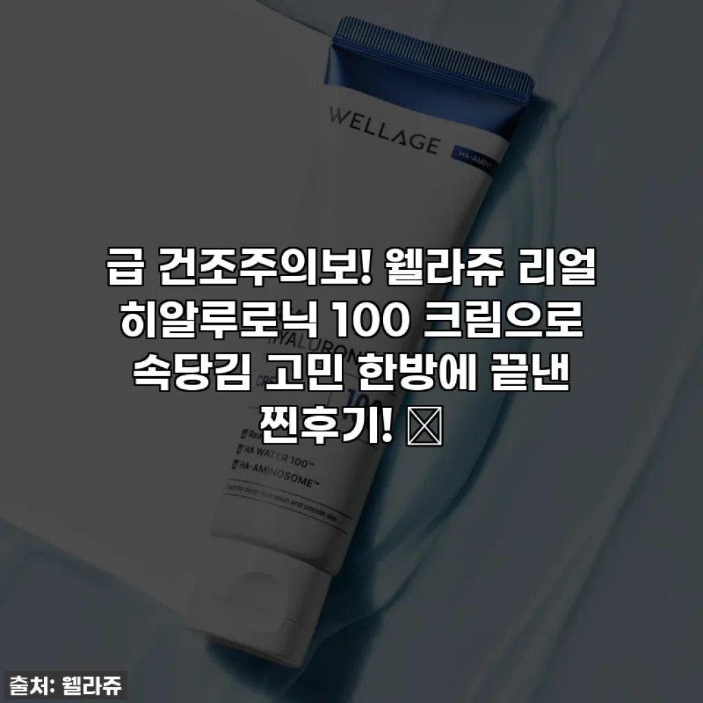 급 건조주의보! 웰라쥬 리얼 히알루로닉 100 크림으로 속당김 고민 한방에 끝낸 찐후기! ✨