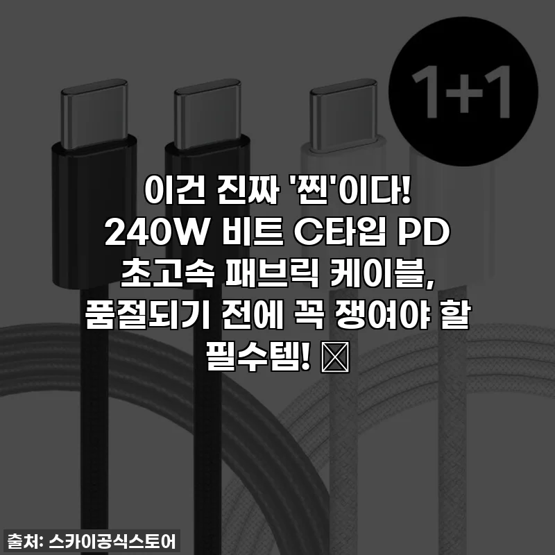 이건 진짜 '찐'이다! 240W 비트 C타입 PD 초고속 패브릭 케이블, 품절되기 전에 꼭 쟁여야 할 필수템! ✨