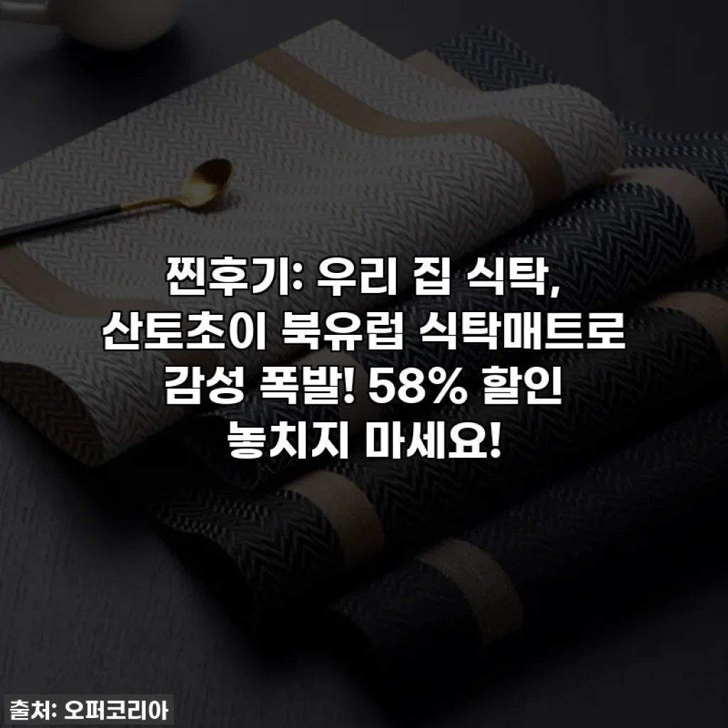 찐후기: 우리 집 식탁, 산토초이 북유럽 식탁매트로 감성 폭발! 58% 할인 놓치지 마세요!