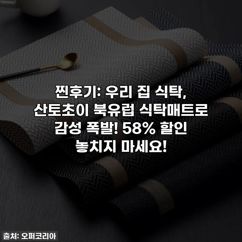 찐후기: 우리 집 식탁, 산토초이 북유럽 식탁매트로 감성 폭발! 58% 할인 놓치지 마세요!