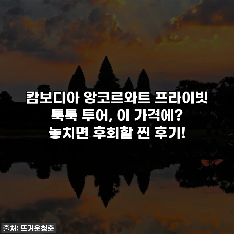 캄보디아 앙코르와트 프라이빗 툭툭 투어, 이 가격에? 놓치면 후회할 찐 후기!