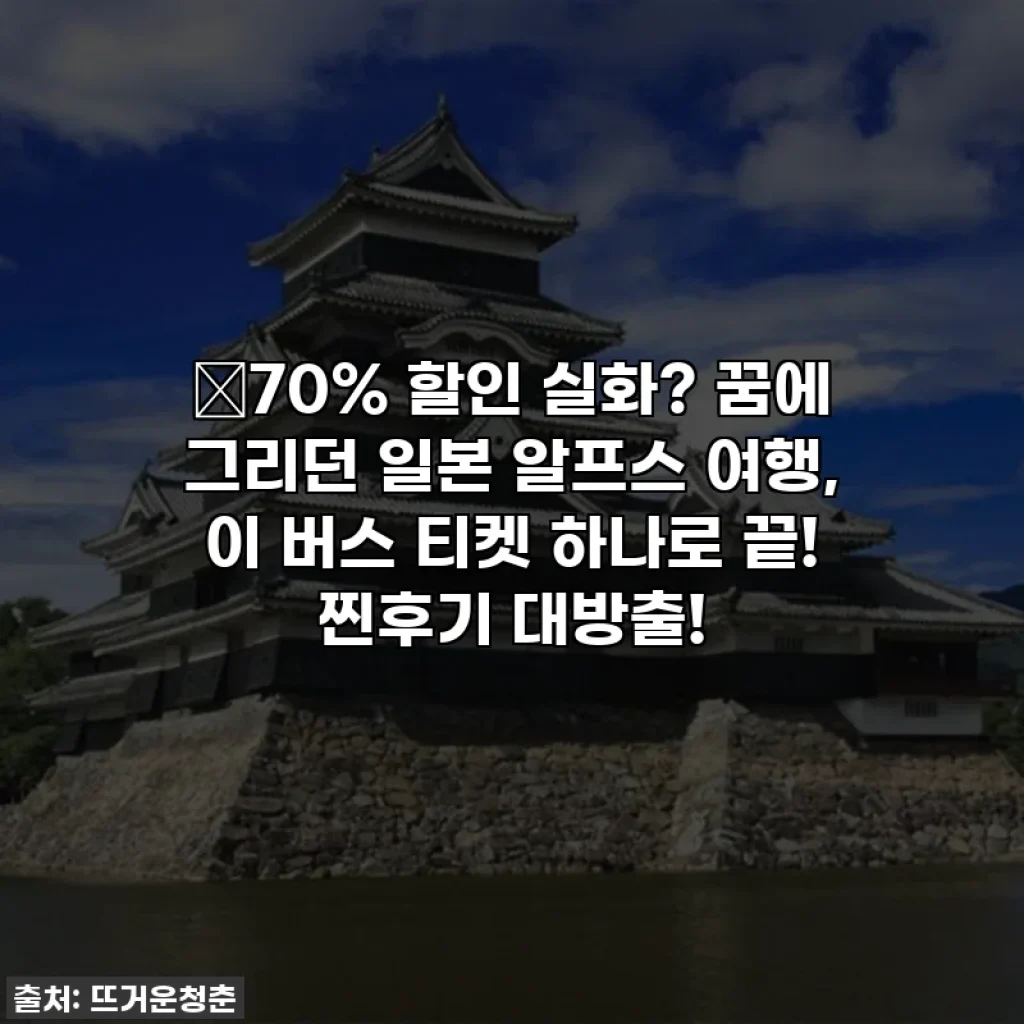 🎁70% 할인 실화? 꿈에 그리던 일본 알프스 여행, 이 버스 티켓 하나로 끝! 찐후기 대방출!