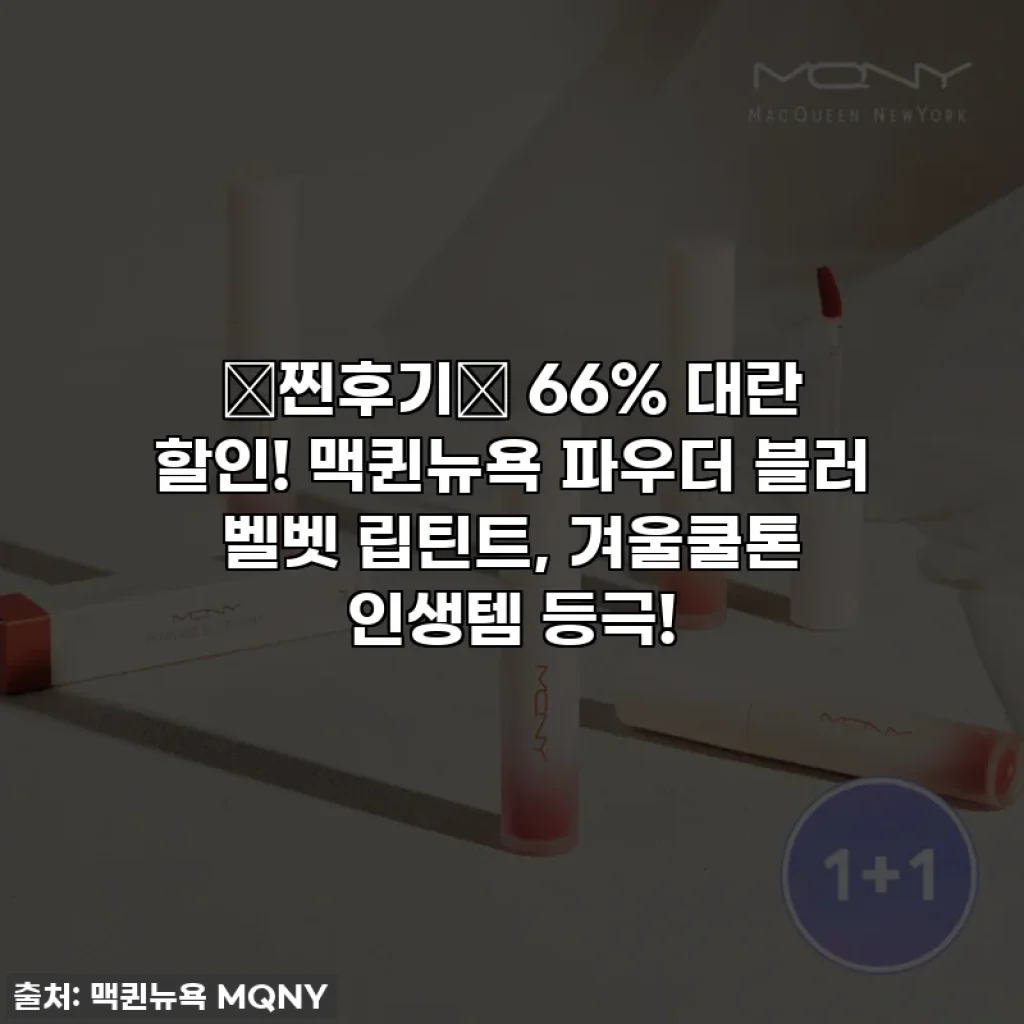 🚨찐후기🚨 66% 대란 할인! 맥퀸뉴욕 파우더 블러 벨벳 립틴트, 겨울쿨톤 인생템 등극!