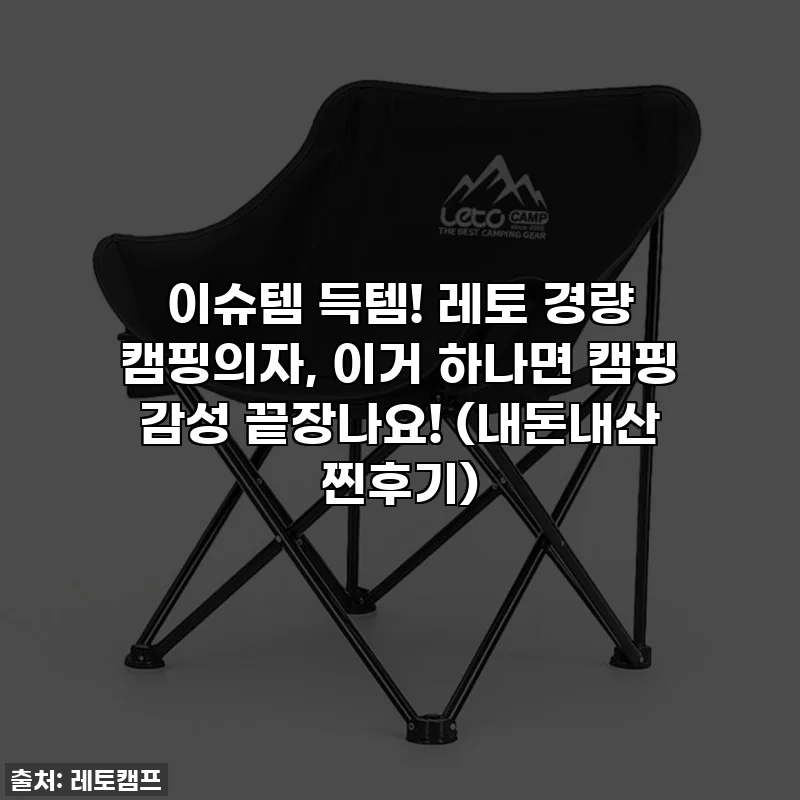 이슈템 득템! 레토 경량 캠핑의자, 이거 하나면 캠핑 감성 끝장나요! (내돈내산 찐후기)