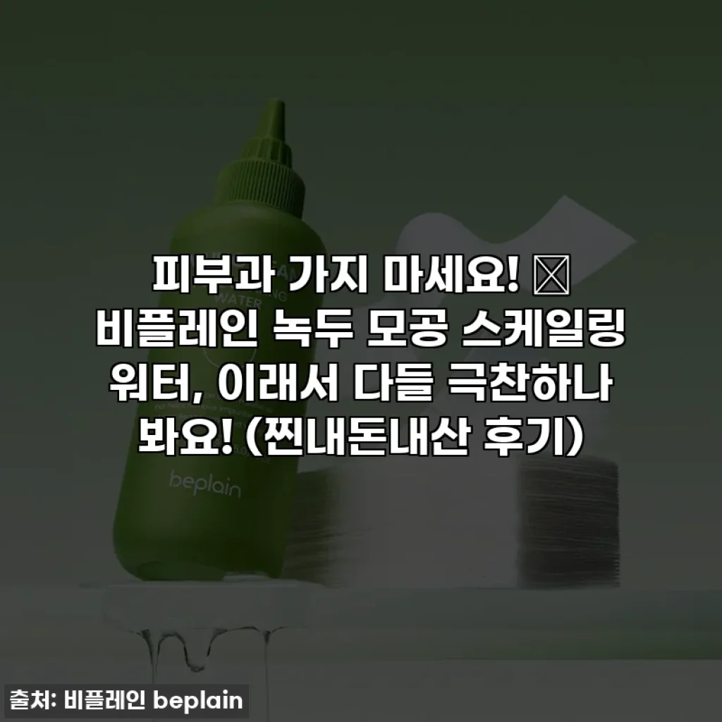 피부과 가지 마세요! 🤫 비플레인 녹두 모공 스케일링 워터, 이래서 다들 극찬하나 봐요! (찐내돈내산 후기)