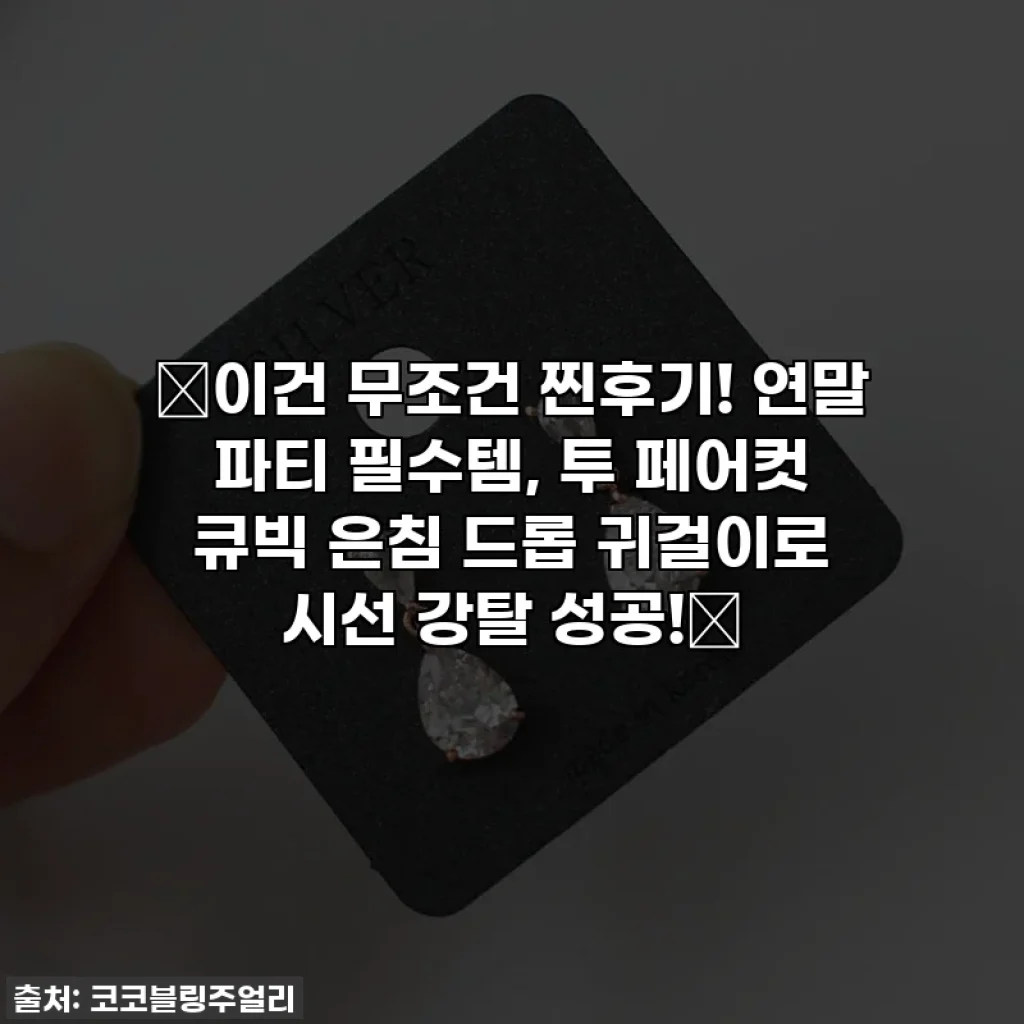 ✨이건 무조건 찐후기! 연말 파티 필수템, 투 페어컷 큐빅 은침 드롭 귀걸이로 시선 강탈 성공!✨