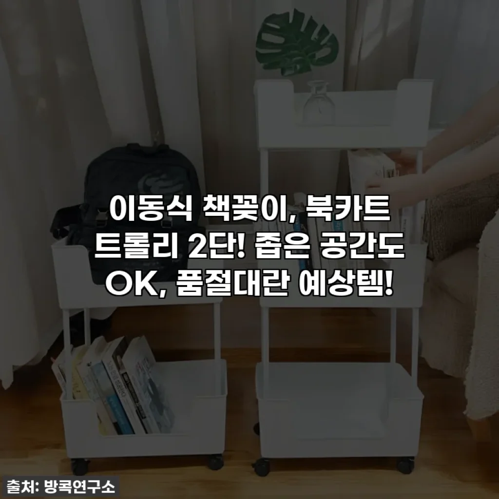 이동식 책꽂이, 북카트 트롤리 2단! 좁은 공간도 OK, 품절대란 예상템!