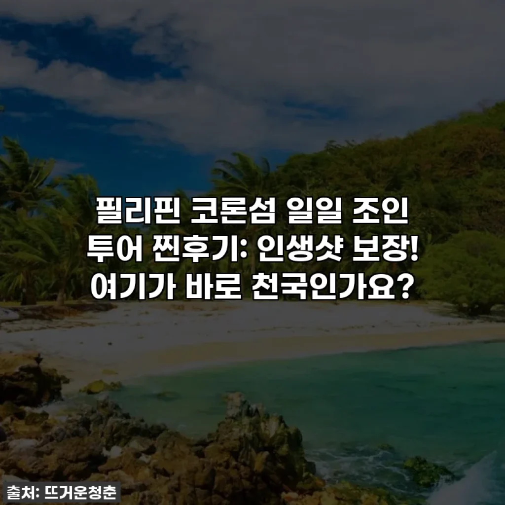 필리핀 코론섬 일일 조인 투어 찐후기: 인생샷 보장! 여기가 바로 천국인가요?