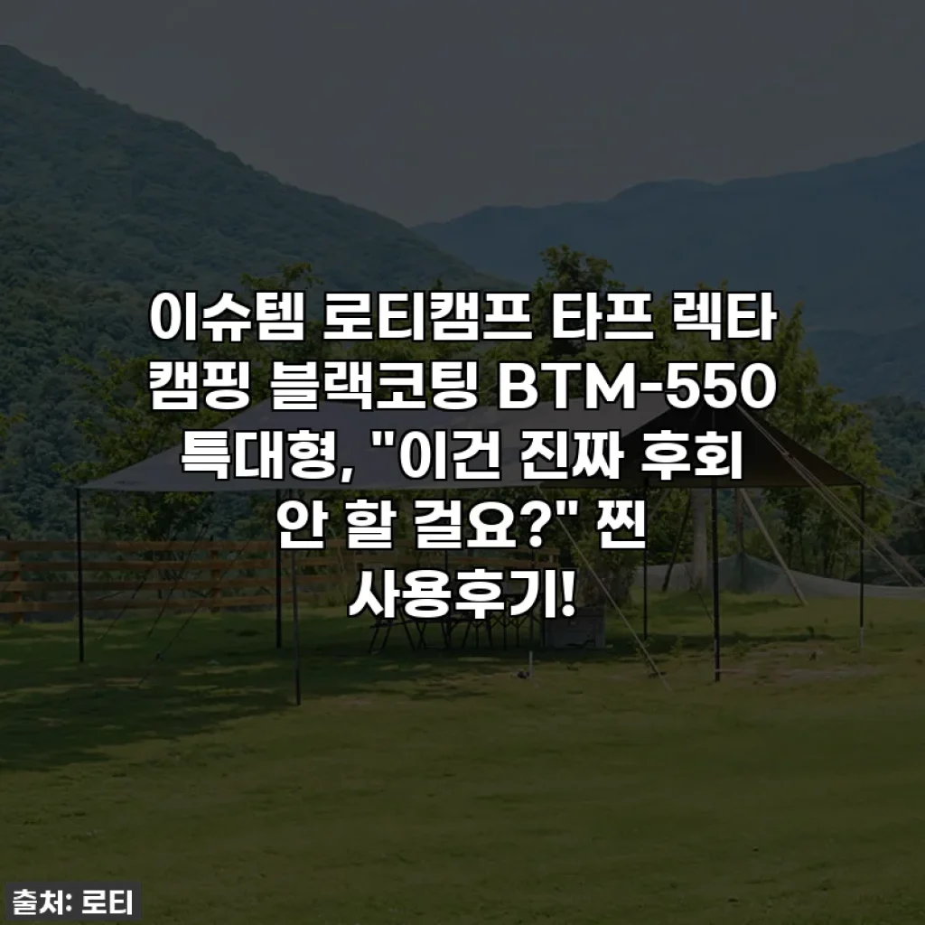 이슈템 로티캠프 타프 렉타 캠핑 블랙코팅 BTM-550 특대형, "이건 진짜 후회 안 할 걸요?" 찐 사용후기!