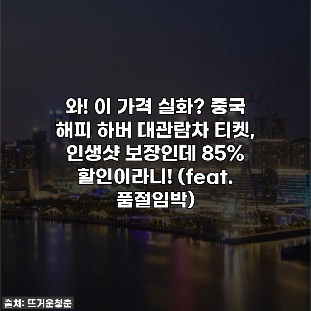 와! 이 가격 실화? 중국 해피 하버 대관람차 티켓, 인생샷 보장인데 85% 할인이라니! (feat. 품절임박)