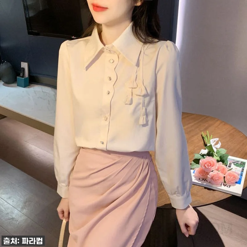 여성 쉬폰 블라우스 가을 루즈핏 플라 관련 이미지 2