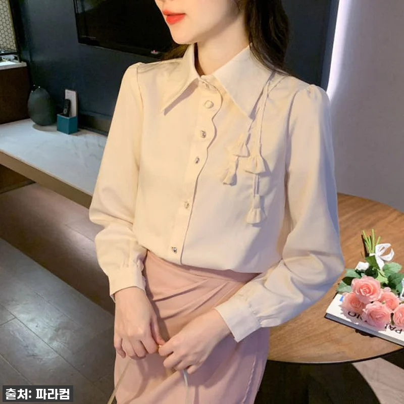 여성 쉬폰 블라우스 가을 루즈핏 플라 관련 이미지 3