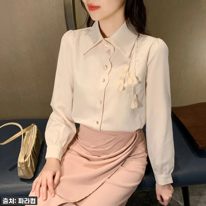 여성 쉬폰 블라우스 가을 루즈핏 플라 관련 이미지 4