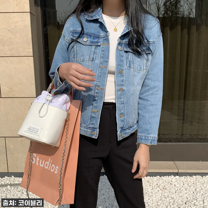 오버핏 프리미엄 연청 데님 자켓 여성 관련 이미지 7