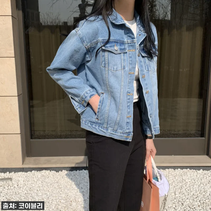 오버핏 프리미엄 연청 데님 자켓 여성 관련 이미지 8
