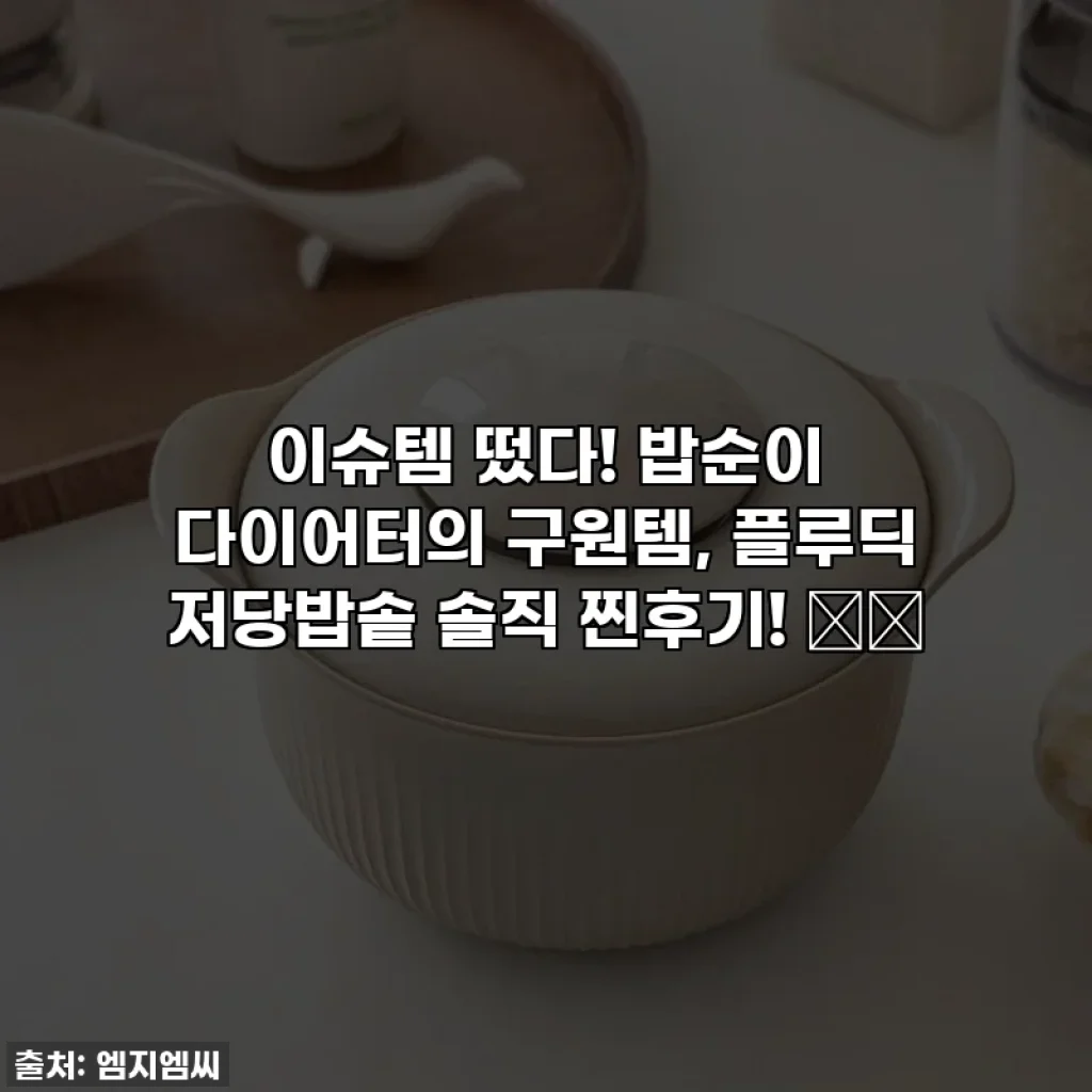 이슈템 떴다! 밥순이 다이어터의 구원템, 플루딕 저당밥솥 솔직 찐후기! 🍚✨
