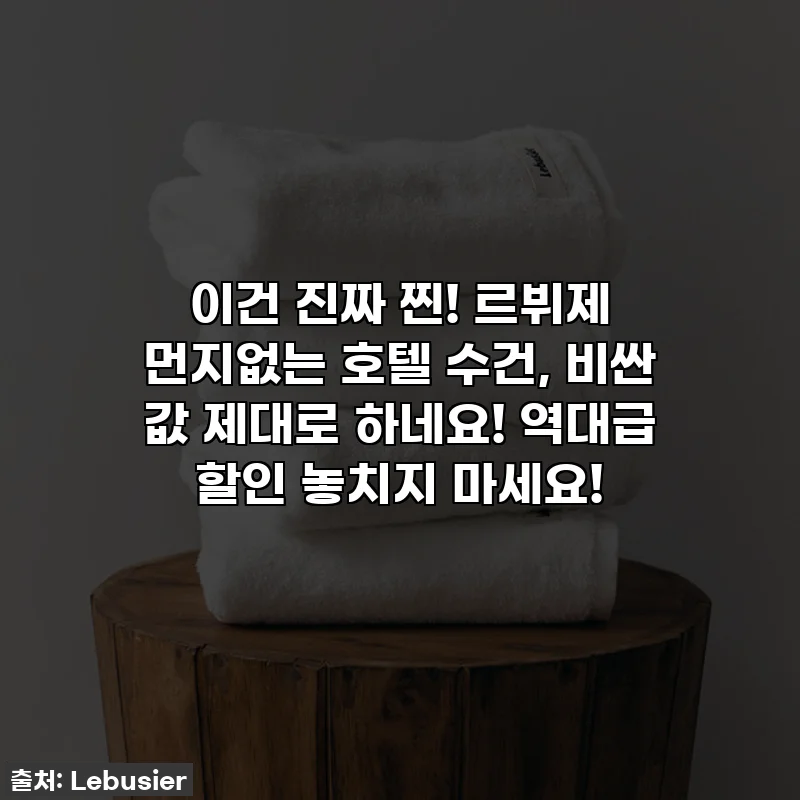 이건 진짜 찐! 르뷔제 먼지없는 호텔 수건, 비싼 값 제대로 하네요! 역대급 할인 놓치지 마세요!