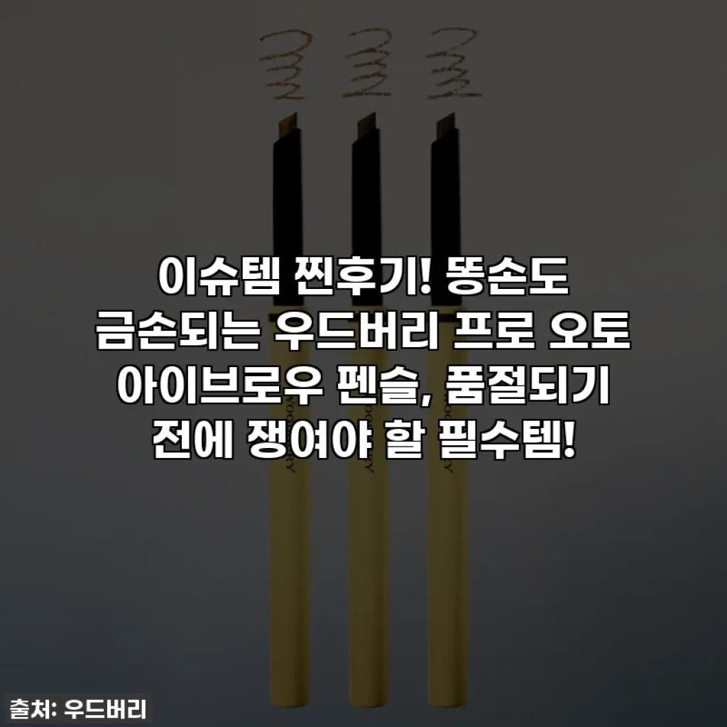 이슈템 찐후기! 똥손도 금손되는 우드버리 프로 오토 아이브로우 펜슬, 품절되기 전에 쟁여야 할 필수템!