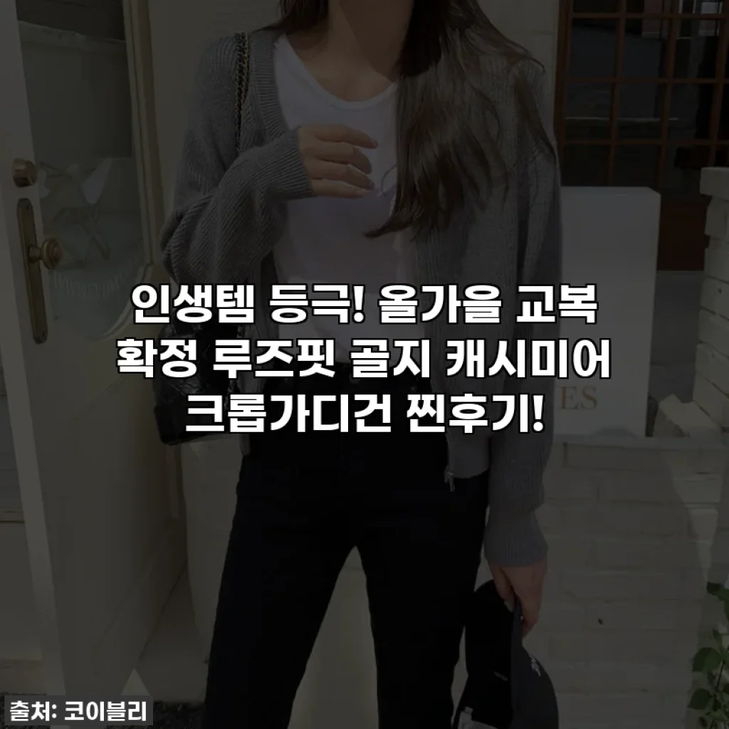 인생템 등극! 올가을 교복 확정 루즈핏 골지 캐시미어 크롭가디건 찐후기!
