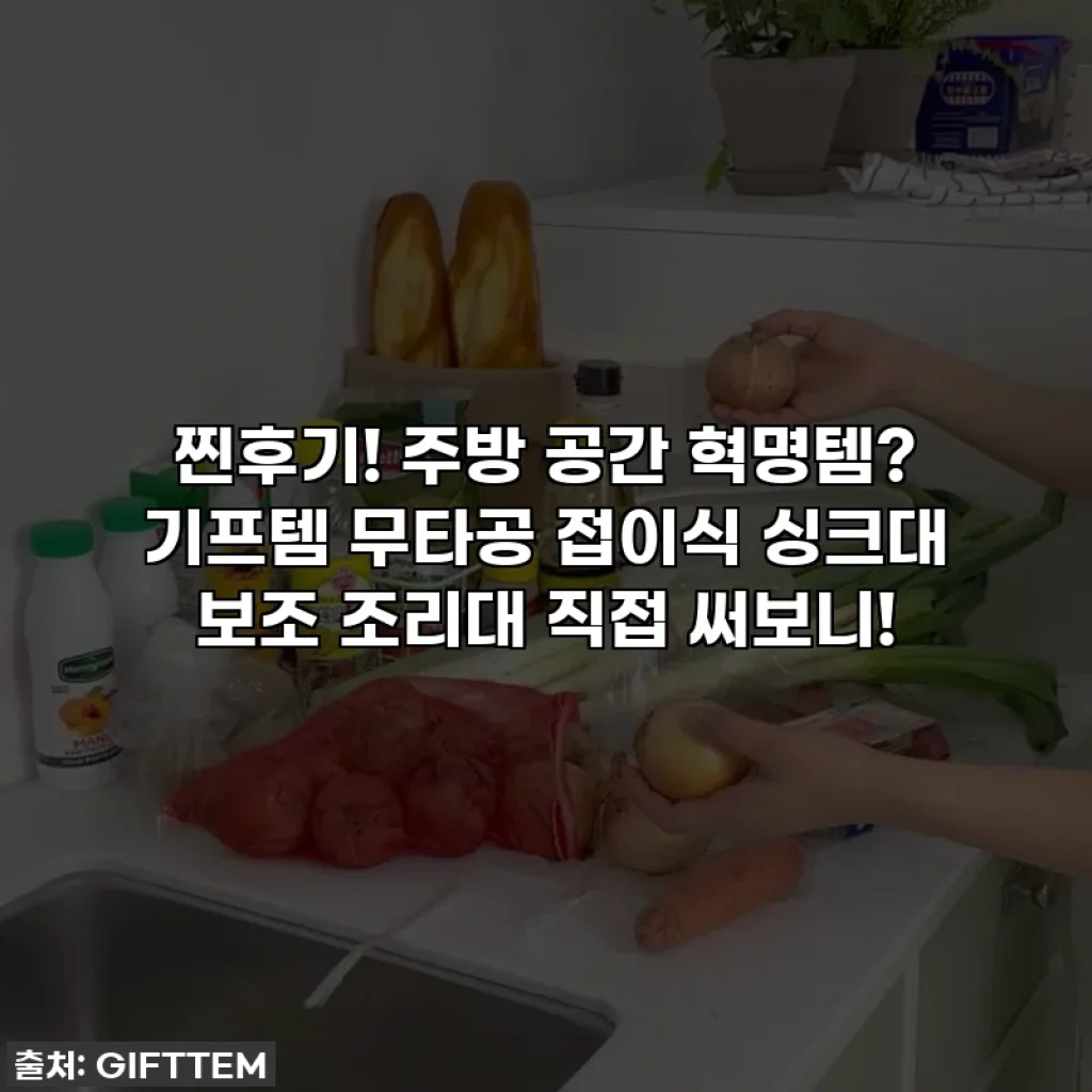 찐후기! 주방 공간 혁명템? 기프템 무타공 접이식 싱크대 보조 조리대 직접 써보니!