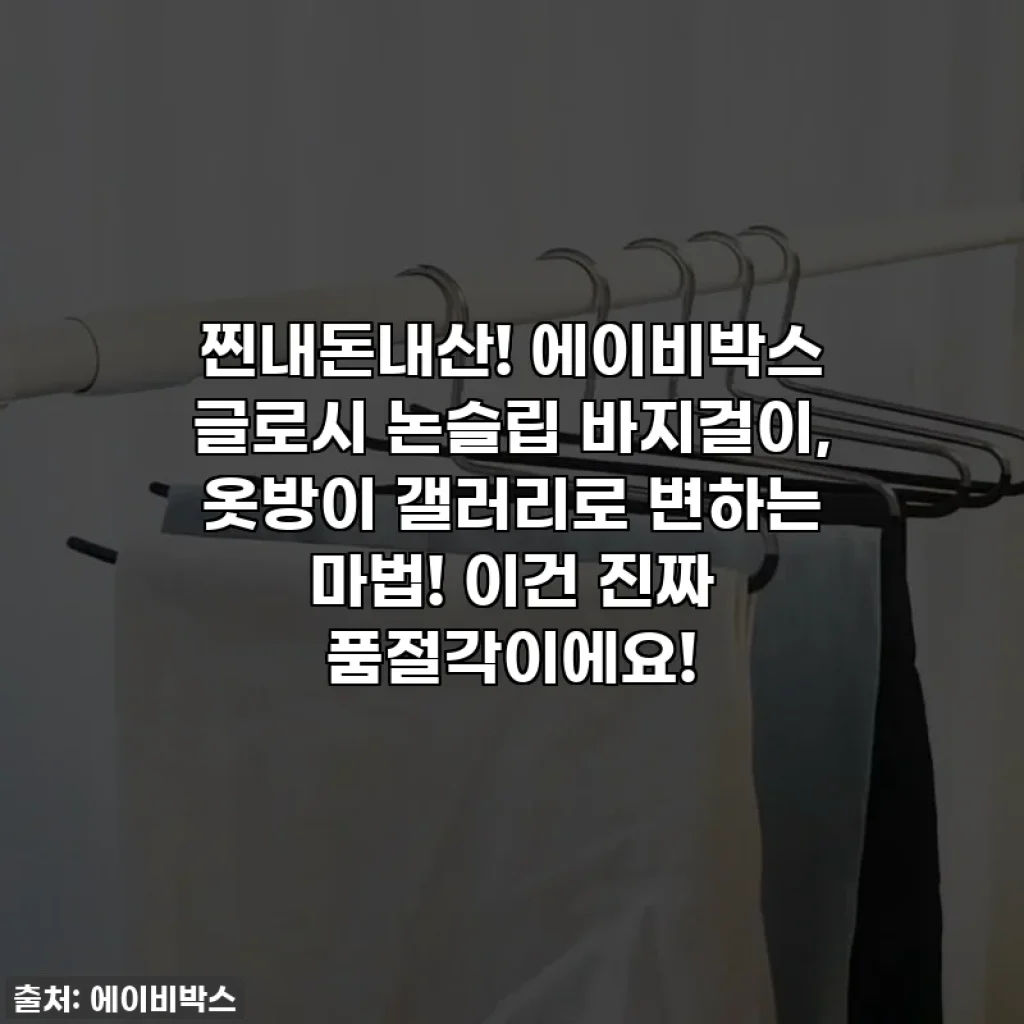 찐내돈내산! 에이비박스 글로시 논슬립 바지걸이, 옷방이 갤러리로 변하는 마법! 이건 진짜 품절각이에요!