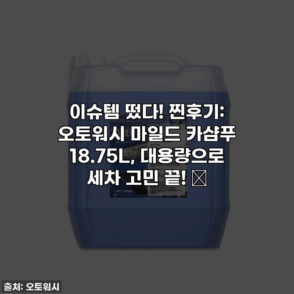 이슈템 떴다! 찐후기: 오토워시 마일드 카샴푸 18.75L, 대용량으로 세차 고민 끝! ✨