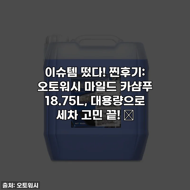 이슈템 떴다! 찐후기: 오토워시 마일드 카샴푸 18.75L, 대용량으로 세차 고민 끝! ✨