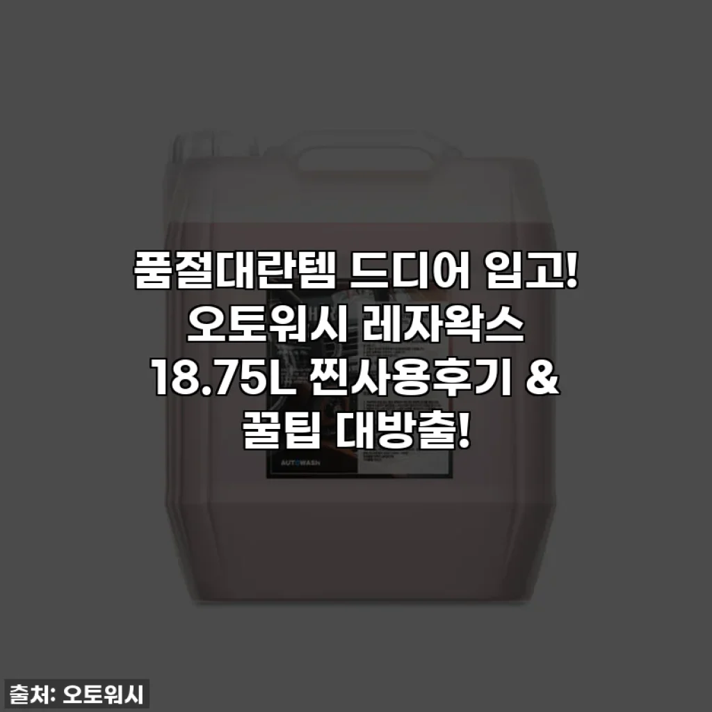 🚨 품절대란템 드디어 입고! 오토워시 레자왁스 18.75L 찐사용후기 & 꿀팁 대방출! 💖