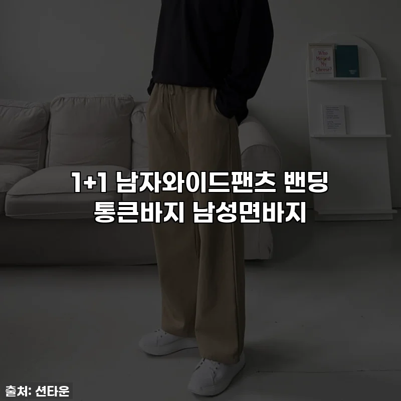 1+1 남자와이드팬츠 밴딩 통큰바지 남성면바지