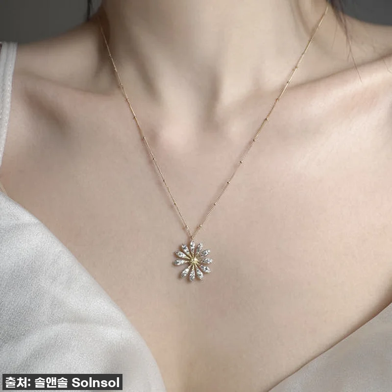 14k 데이지 플라워 목걸이, 빛나는 관련 이미지 2
