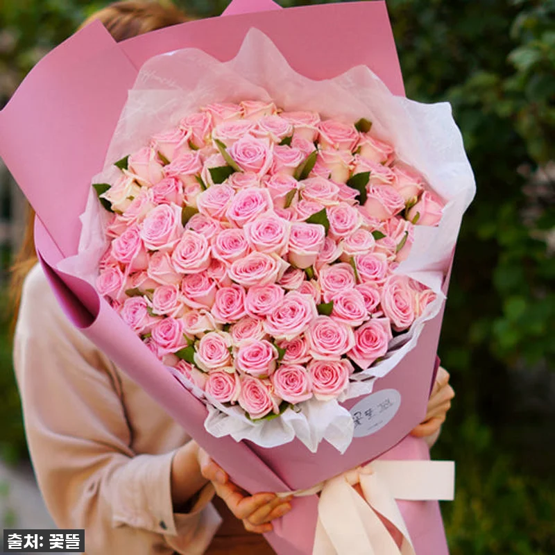 핑크 장미 100송이 대형 꽃다발 사 관련 이미지 3