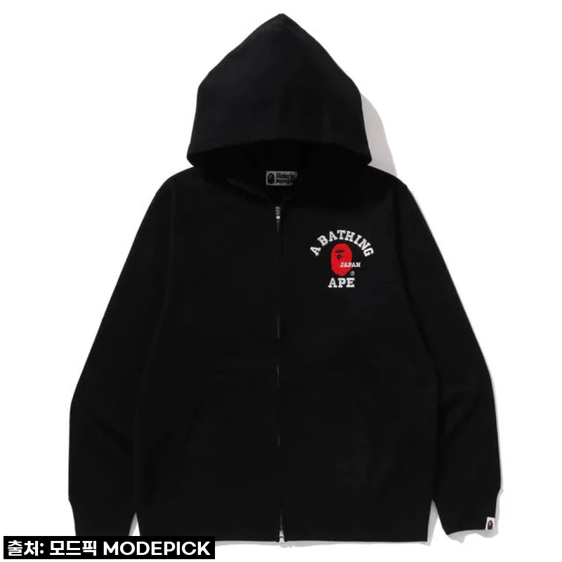 베이프 후드집업 COLLEGE ONE POINT EMBROIDERY ZIP HOODIE, 품절 속 빛나는 나만의 스타일!