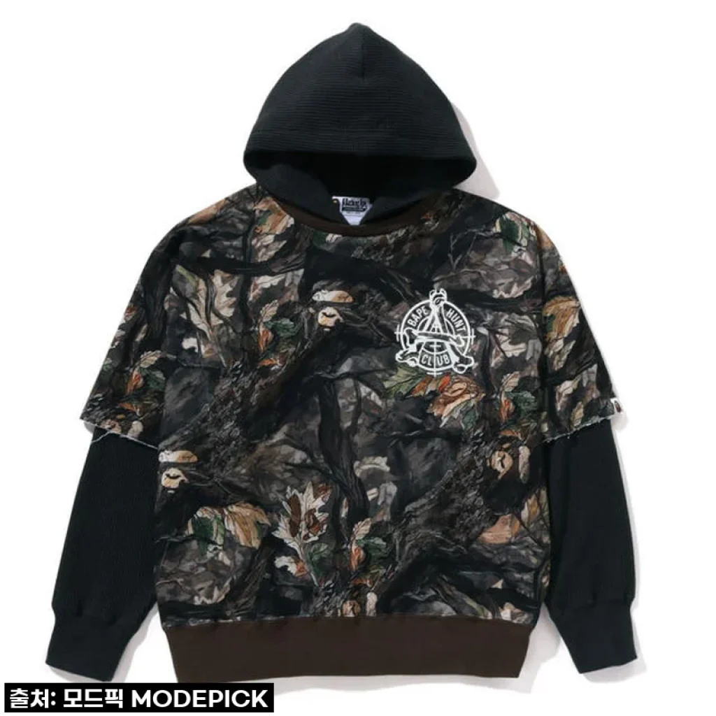 베이프 후드티 TREE EDGE CAMO LAYERED PULLOVER HOODIE, 감각적인 레이어드 룩의 시작! 직접 입어본 솔직 후기