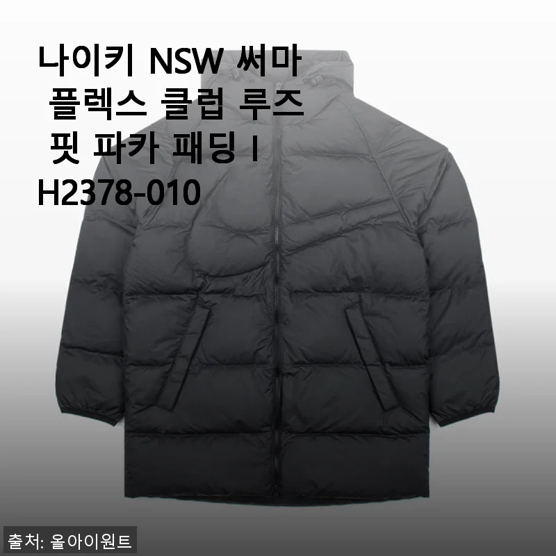 나이키 NSW 써마 플렉스 클럽 루즈 핏 파카 패딩 IH2378-010 사용후기