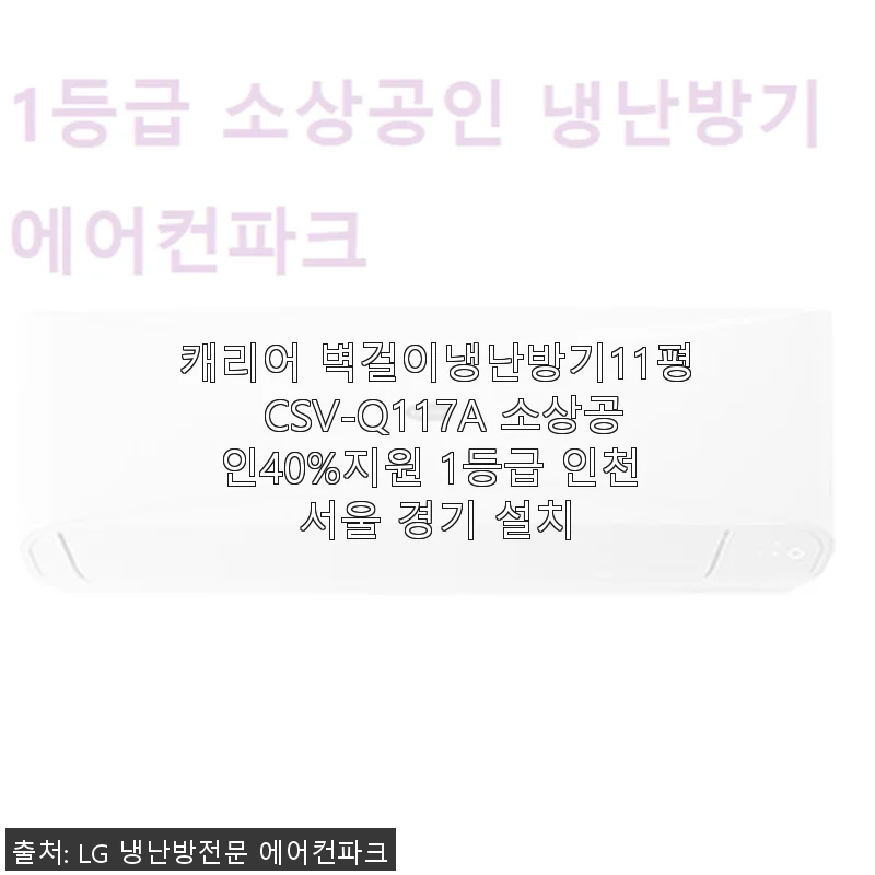 캐리어 벽걸이냉난방기 11평 CSV-Q117A 사용후기: 소상공인 40% 지원으로 더욱 매력적인 선택